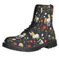 Magic Floral Unicorn Pattern Print Lace-Up Boots