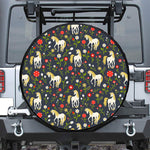 Magic Floral Unicorn Pattern Print Leather Spare Tire Cover