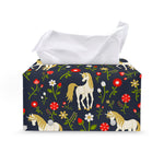 Magic Floral Unicorn Pattern Print Leather Tissue Box Cover