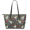 Magic Floral Unicorn Pattern Print Leather Tote Bag With Zipper