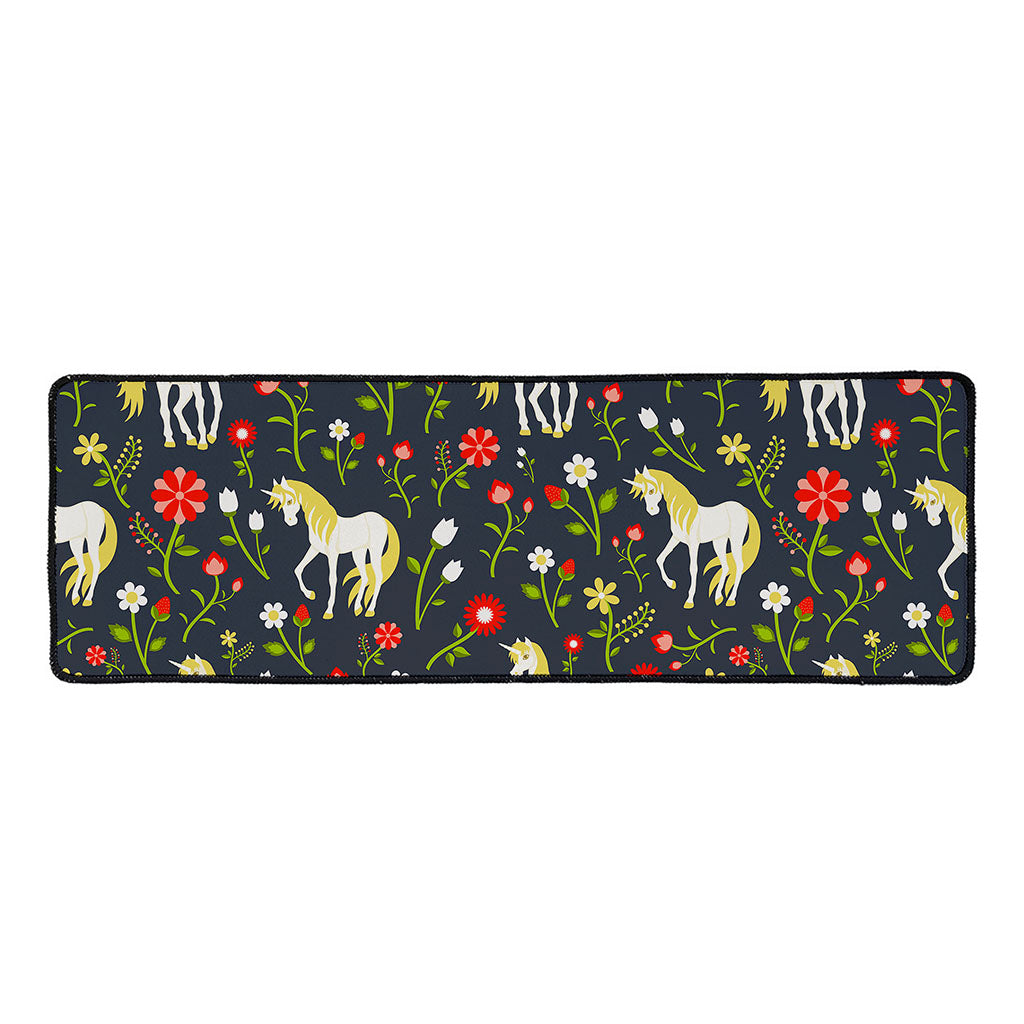 Magic Floral Unicorn Pattern Print Long Kitchen Mat