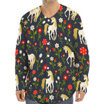 Magic Floral Unicorn Pattern Print Long Sleeve Baseball Jersey