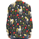 Magic Floral Unicorn Pattern Print Long Sleeve Baseball Jersey