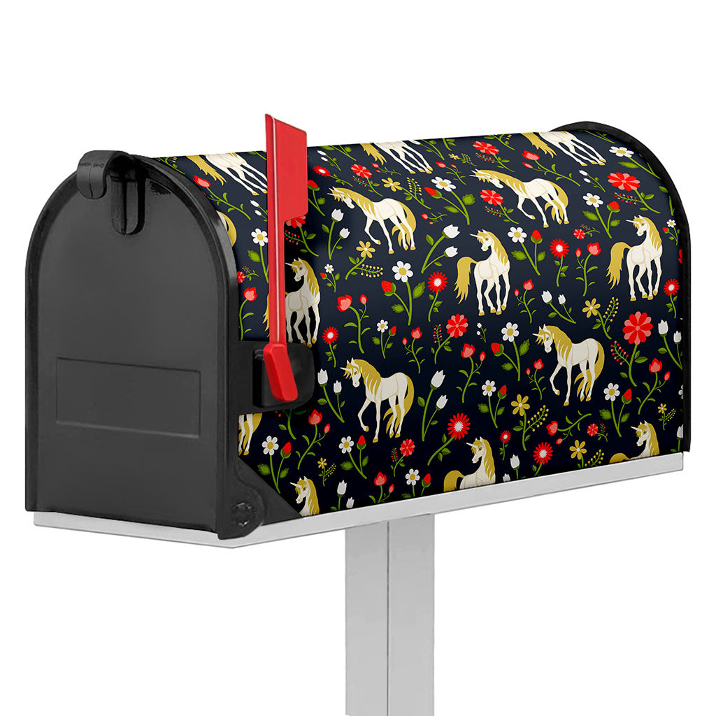 Magic Floral Unicorn Pattern Print Mailbox Cover