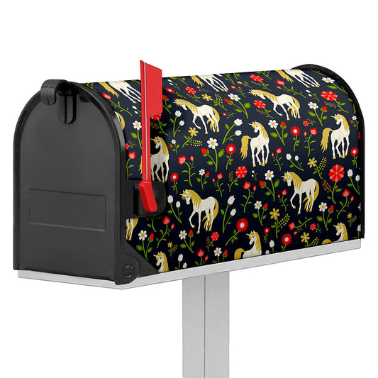 Magic Floral Unicorn Pattern Print Mailbox Cover