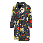 Magic Floral Unicorn Pattern Print Men's Bathrobe