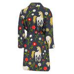 Magic Floral Unicorn Pattern Print Men's Bathrobe