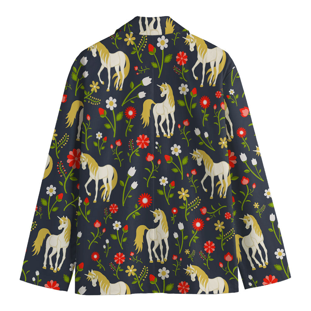 Magic Floral Unicorn Pattern Print Men's Blazer