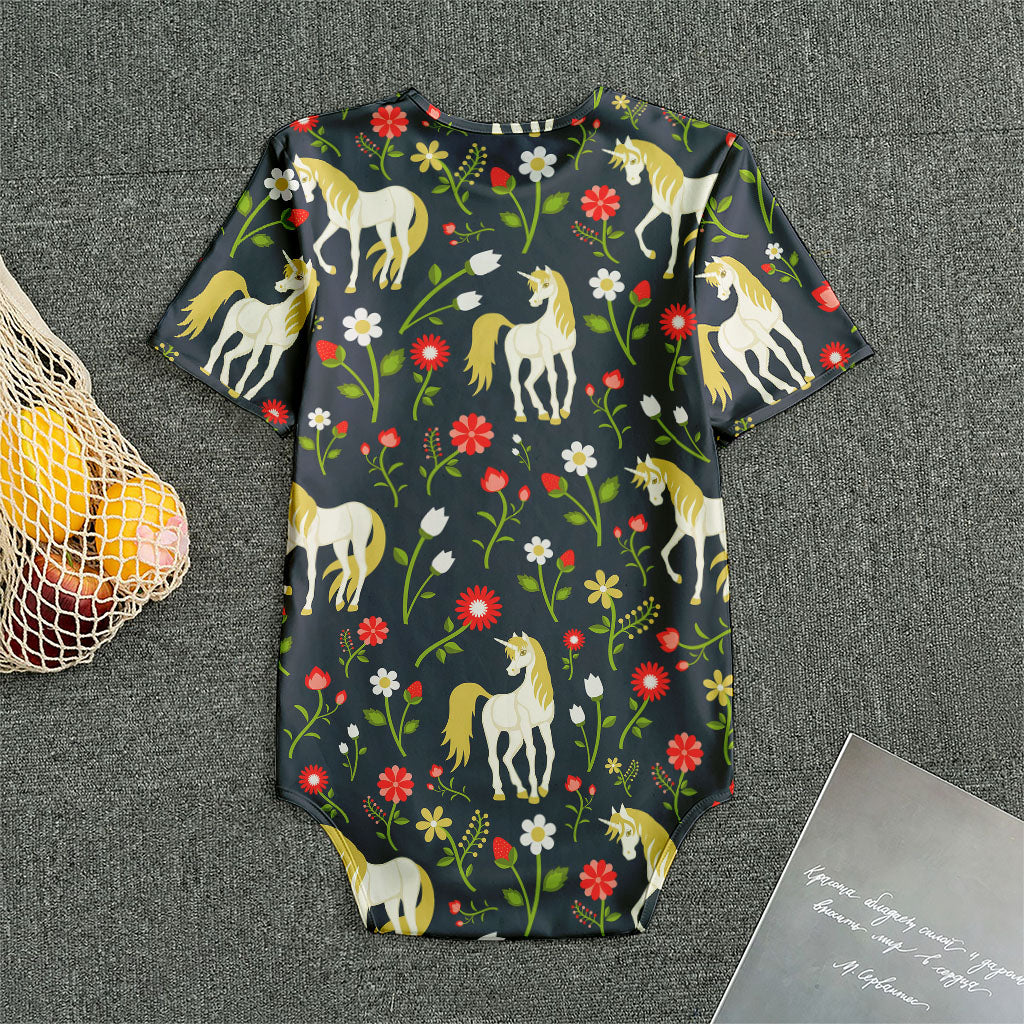 Magic Floral Unicorn Pattern Print Men's Bodysuit