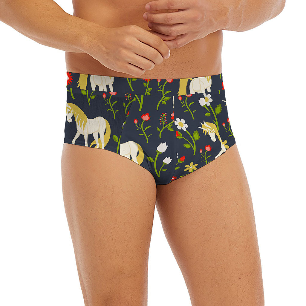 Magic Floral Unicorn Pattern Print Men's Briefs