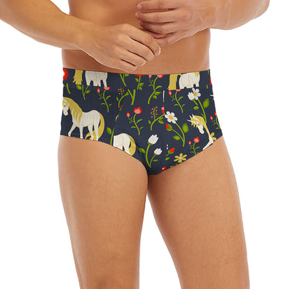 Magic Floral Unicorn Pattern Print Men's Briefs