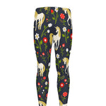 Magic Floral Unicorn Pattern Print Men's leggings
