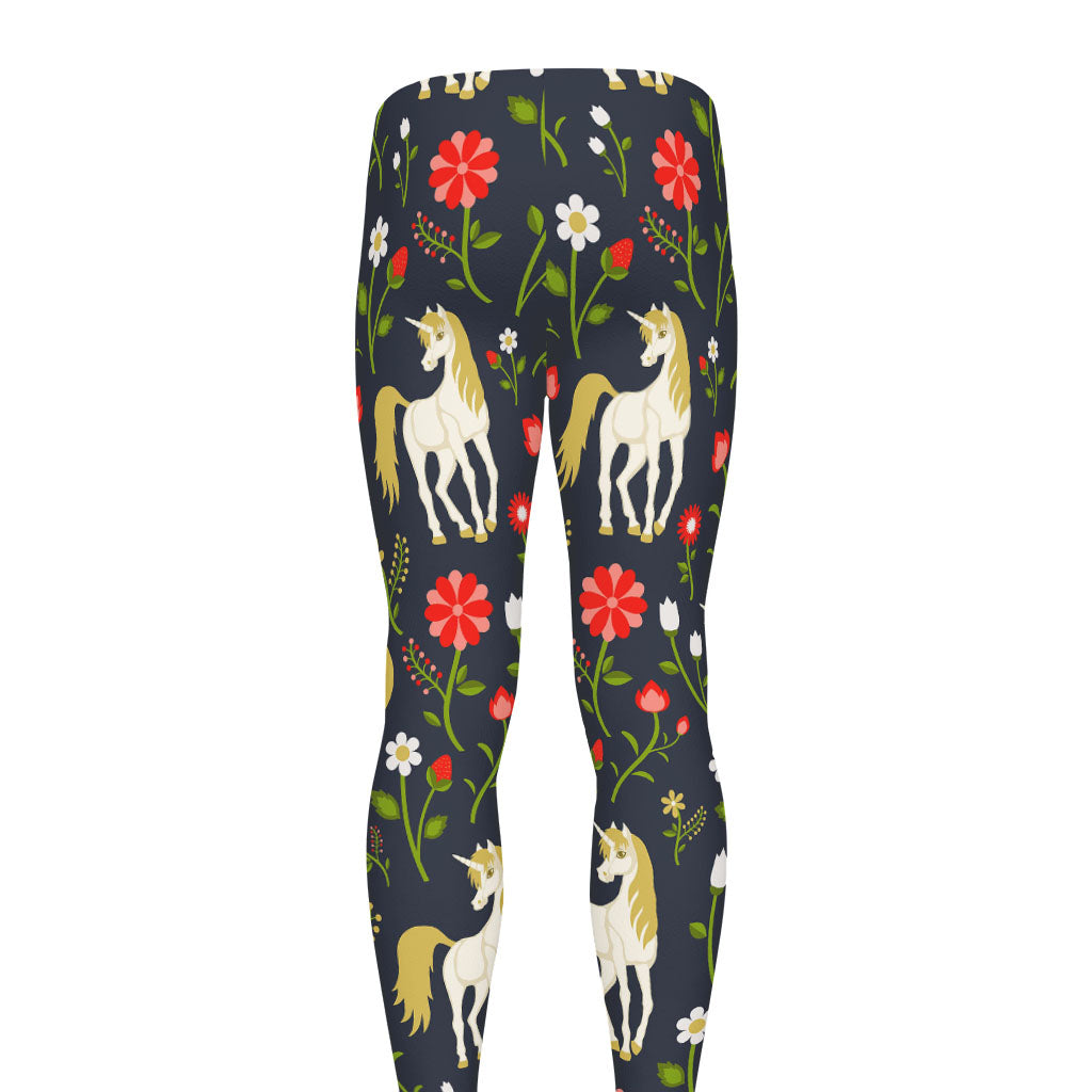 Magic Floral Unicorn Pattern Print Men's leggings
