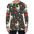 Magic Floral Unicorn Pattern Print Men's Long Sleeve T-Shirt