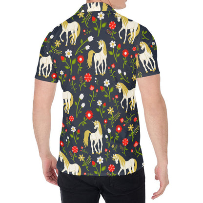 Magic Floral Unicorn Pattern Print Men's Shirt
