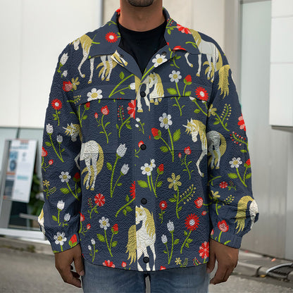 Magic Floral Unicorn Pattern Print Men's Shirt Jacket