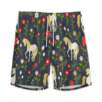 Magic Floral Unicorn Pattern Print Men's Sports Shorts