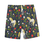 Magic Floral Unicorn Pattern Print Men's Sports Shorts