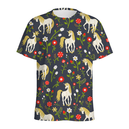 Magic Floral Unicorn Pattern Print Men's Sports T-Shirt