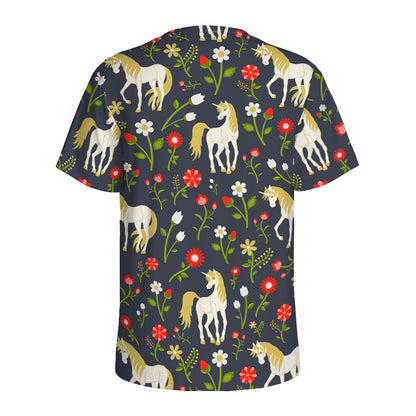 Magic Floral Unicorn Pattern Print Men's Sports T-Shirt