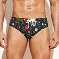 Magic Floral Unicorn Pattern Print Men's Swim Briefs