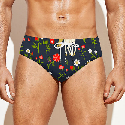 Magic Floral Unicorn Pattern Print Men's Swim Briefs