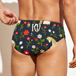 Magic Floral Unicorn Pattern Print Men's Swim Briefs