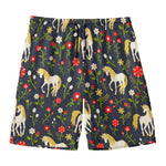 Magic Floral Unicorn Pattern Print Men's Swim Trunks
