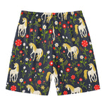 Magic Floral Unicorn Pattern Print Men's Swim Trunks
