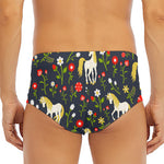 Magic Floral Unicorn Pattern Print Men's Triangle Swim Briefs