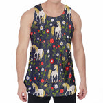 Magic Floral Unicorn Pattern Print Men's Velvet Tank Top