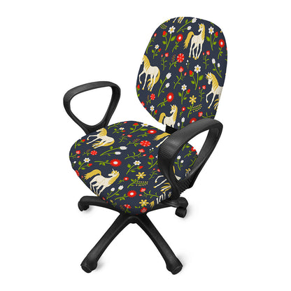 Magic Floral Unicorn Pattern Print Office Chair Cover