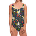 Magic Floral Unicorn Pattern Print One Piece Swimsuit