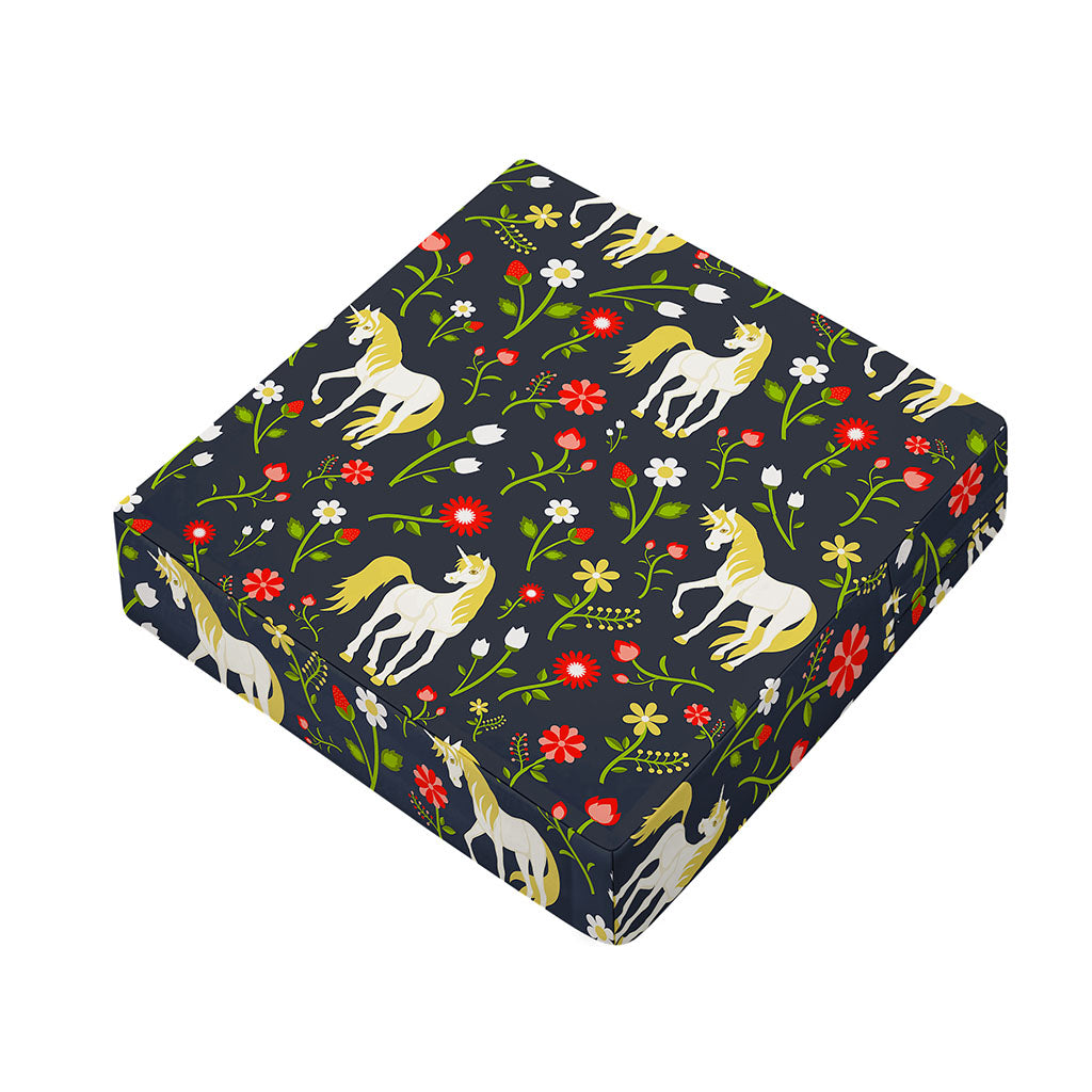 Magic Floral Unicorn Pattern Print Outdoor Seat Cushion Cover
