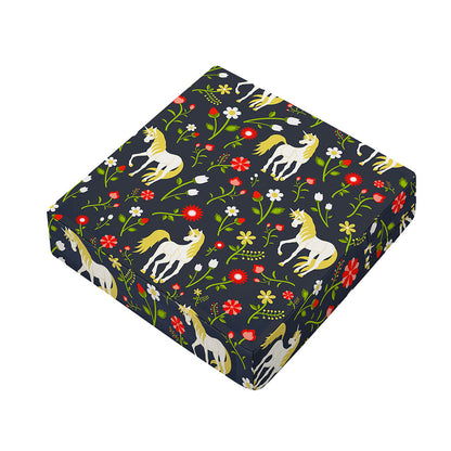 Magic Floral Unicorn Pattern Print Outdoor Seat Cushion Cover