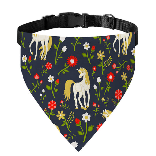 Magic Floral Unicorn Pattern Print Over The Collar Dog Bandana