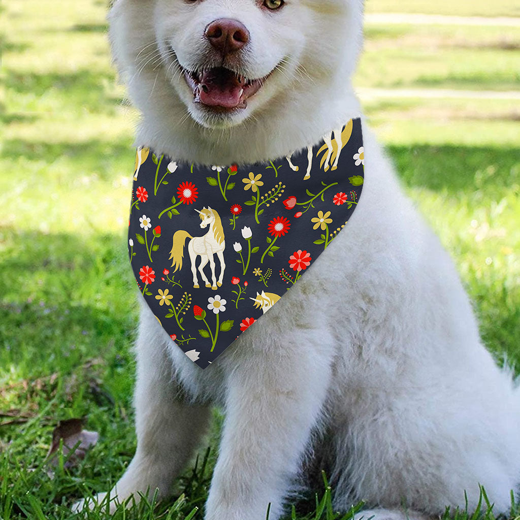 Magic Floral Unicorn Pattern Print Over The Collar Dog Bandana