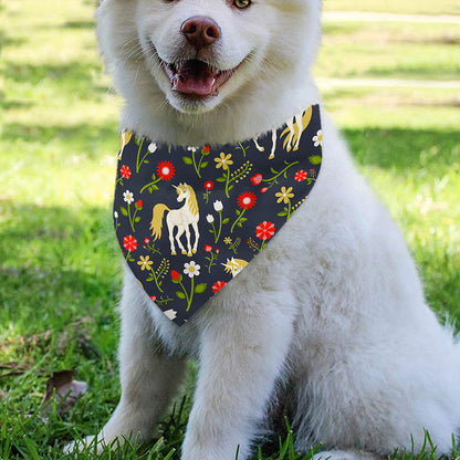 Magic Floral Unicorn Pattern Print Over The Collar Dog Bandana