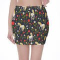 Magic Floral Unicorn Pattern Print Pencil Mini Skirt