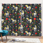 Magic Floral Unicorn Pattern Print Pencil Pleat Curtains