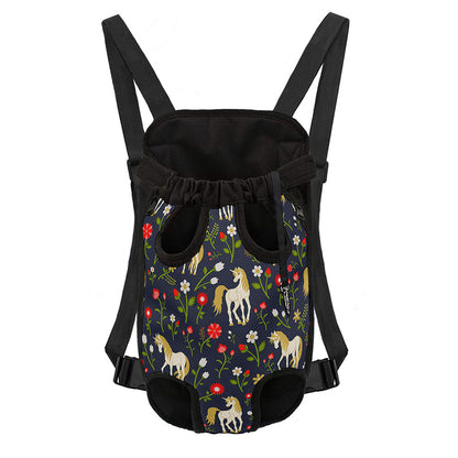 Magic Floral Unicorn Pattern Print Pet Carrier Backpack