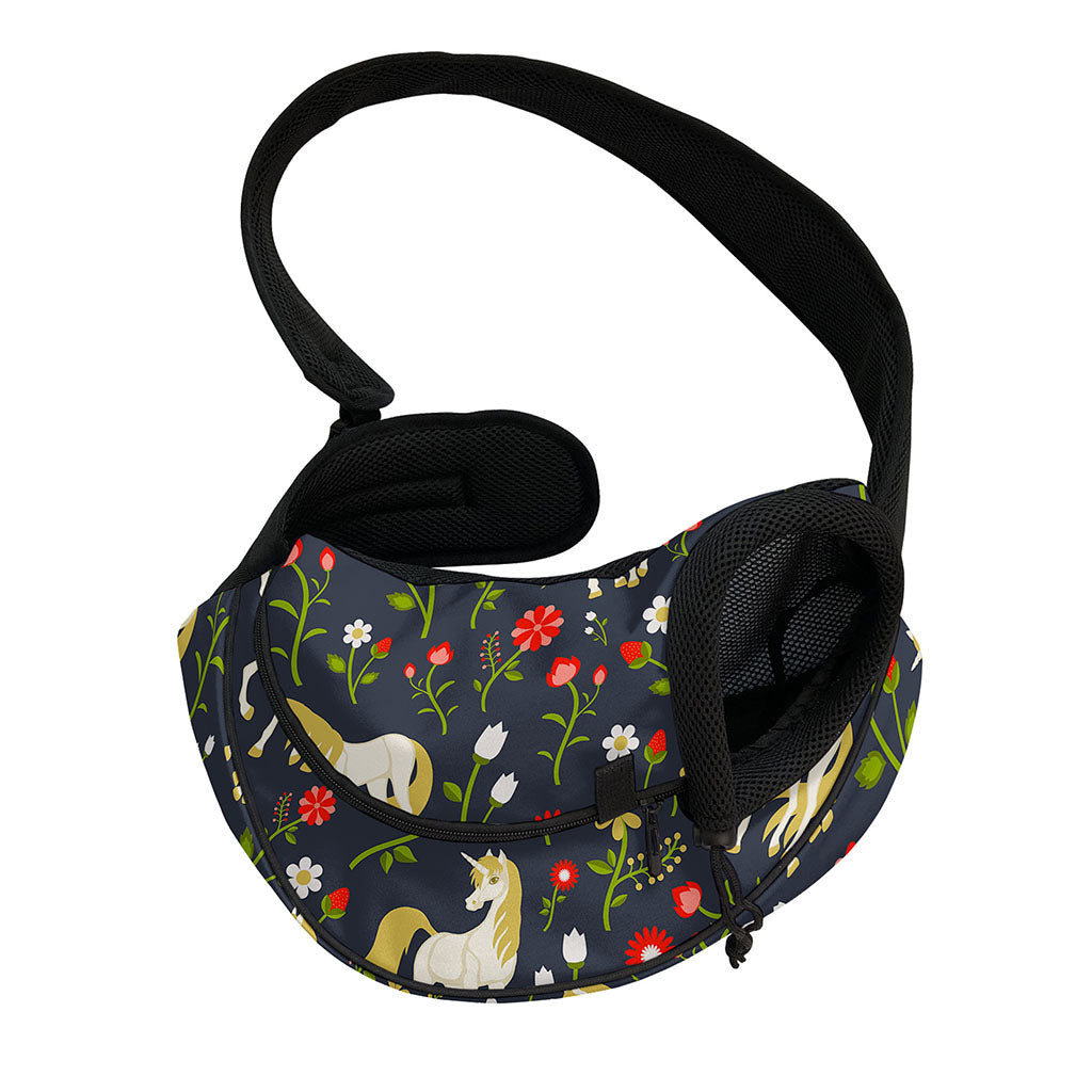 Magic Floral Unicorn Pattern Print Pet Sling Carrier