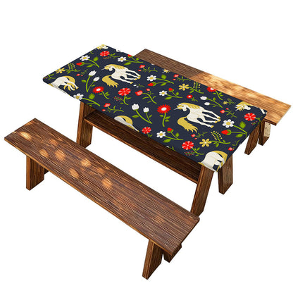 Magic Floral Unicorn Pattern Print Picnic Table Cover