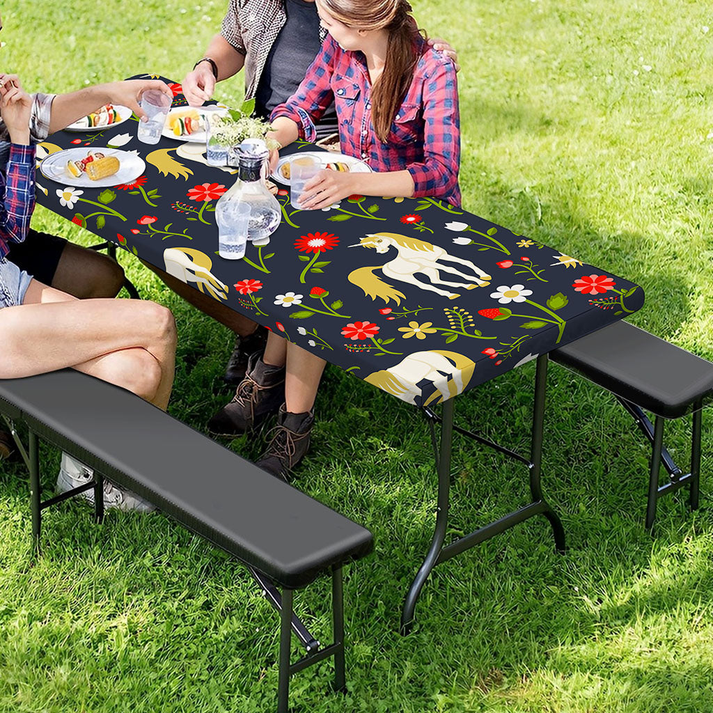 Magic Floral Unicorn Pattern Print Picnic Table Cover