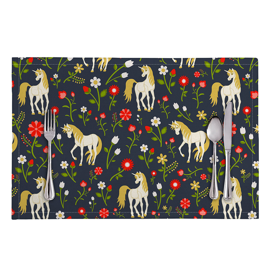 Magic Floral Unicorn Pattern Print Placemat