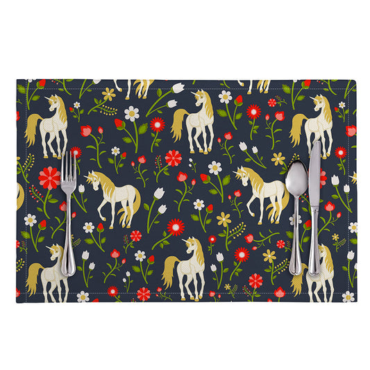 Magic Floral Unicorn Pattern Print Placemat