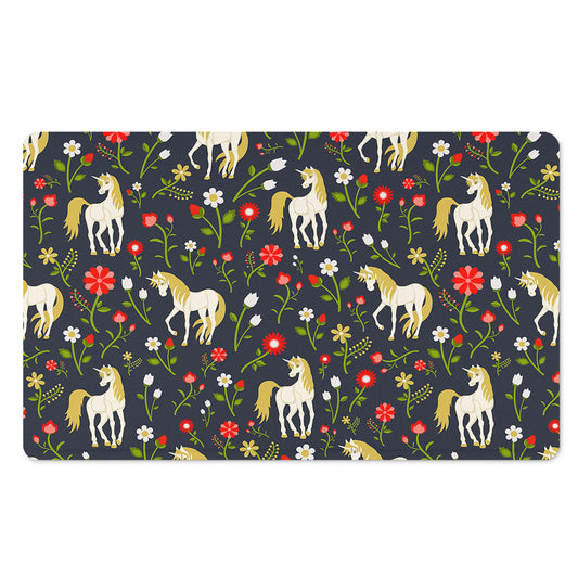 Magic Floral Unicorn Pattern Print Polyester Doormat