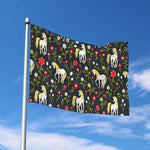 Magic Floral Unicorn Pattern Print Polyester Flag
