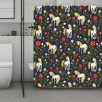 Magic Floral Unicorn Pattern Print Polyester Shower Curtain