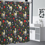 Magic Floral Unicorn Pattern Print Premium Shower Curtain